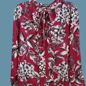Karl Lagerfeld floral button down blouse w/ neck tie - Small